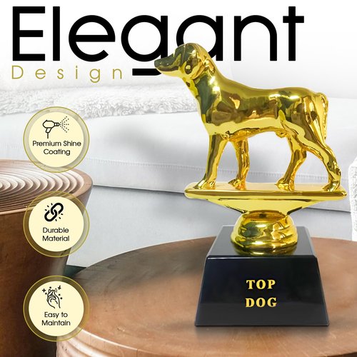 Vaulted Skulls & Co Top Dog Trophy | Dog Trophy Award | Gold Dog Competition Award | Sports Team Trophies | Funny Office Trophy | G.O.A.T Dog Trophy | Gold/Black | Small Trophy | 3”