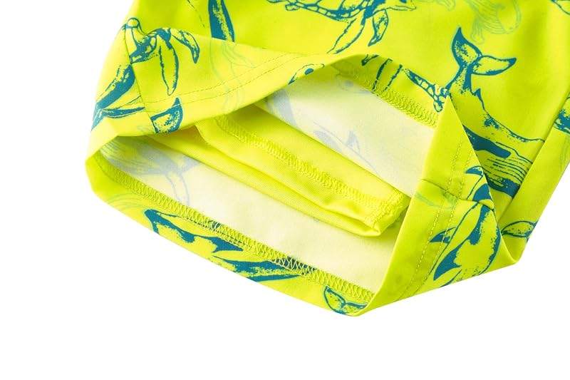 Neon Yellow Shark Toddler Boys Swim Trunks with Compression Liner - 10-12 Years