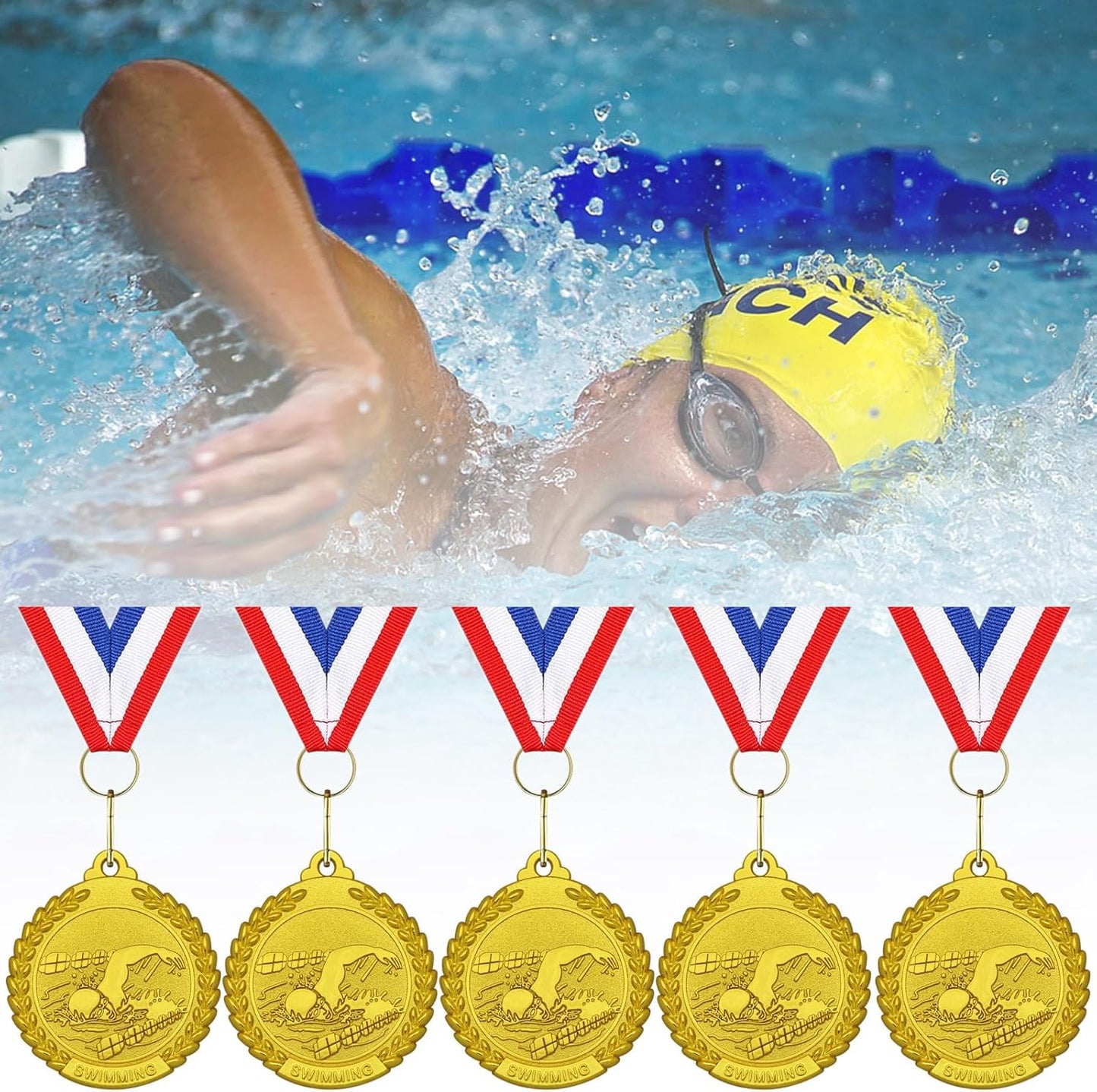 12 Pieces Gold Medals for Awards - Winner Medal Metal with Neck Ribbon Prizes for Kids, Adults, Sports Day, Spelling Bees, Competitions, Party, 2 Inches