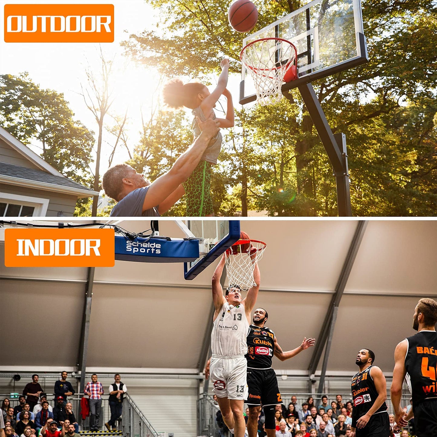 NEIJIANG Basketball Net Replacement Outdoor, Upgraded Thickening Heavy Duty, All Weather Anti Whip, Fits Standard Indoor or Outdoor 12 Loops Rim