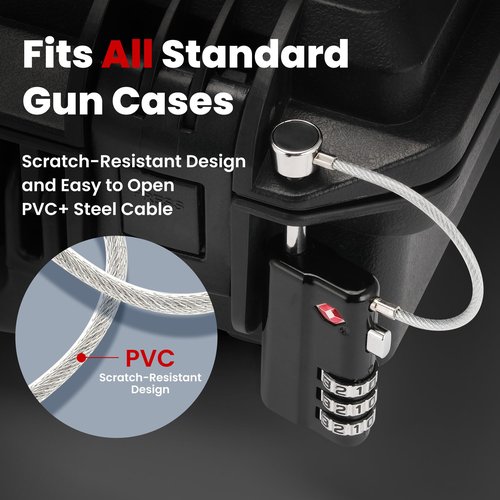 TOKCKYBL 2 Pack TSA Approved Gun Case Lock – Heavy-Duty, Cut-Resistant & Child-Safe Security Padlock for Firearms, Pistols, Rifle Cases, and Travel Luggage, Black