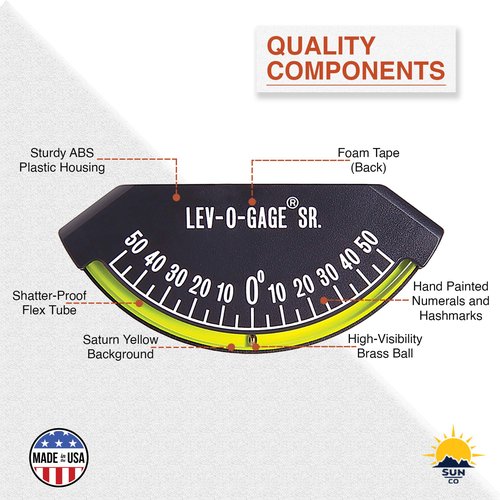 Sun Company Lev-o-gage Sr. Marine - Heel-Angle Clinometer for Boats and Marine Vessels | Measures Angle from -50 to 50 Degrees
