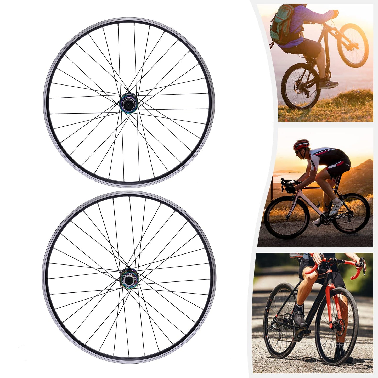 27.5" Mountain Bike Wheelset, Aluminum Alloy Rim 32H High Strength Bike Wheels, Dual-Six-Hole Disc-Brakes, Compatible 7-12 Speed Cassette