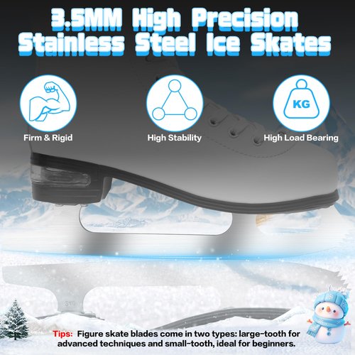 SMOOJOY Figure Ice Skates for Women and Men - Air Cushion Deluxe Hockey Ice Skate Premium Leather Skates Indoor Outdoor Rink for Teens Beginner