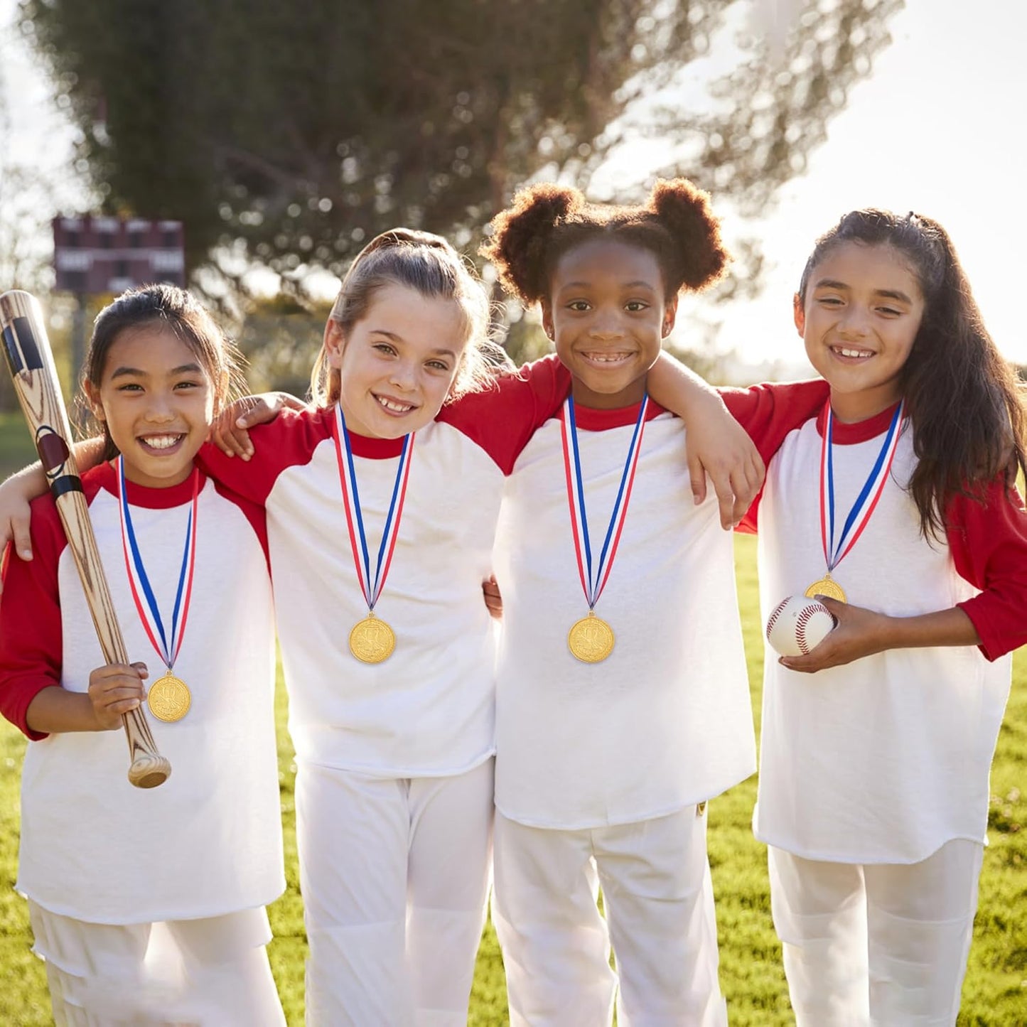 12 Pieces Gold Silver Bronze Award Medals, 1st 2nd 3rd Award Medals Metal Winner Medals Prizes with Neck Ribbon for Sports, Competitions, Olympic Style, 2 Inches