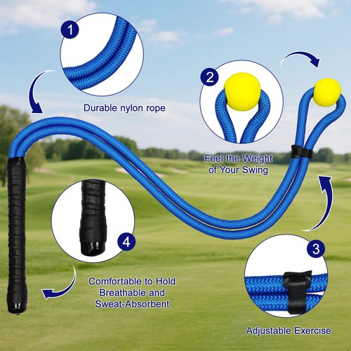 NGBHM Golf Rope Swing Trainer, Golf Swing Training Aid to Improve Speed, Accuracy, Rhythm, Flexibility and Strength, Portable Golf Training Tool for Indoor/Outdoor Practice