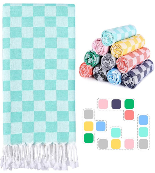 Antfuny Turkish Beach Towels Vacation Essentials for Women Birthday Coral Plaid, Teacher Appreciation Thank You Gifts, Mothers Days Mom Bride Girlfriend Friendship Sister 40th Retirement Gift