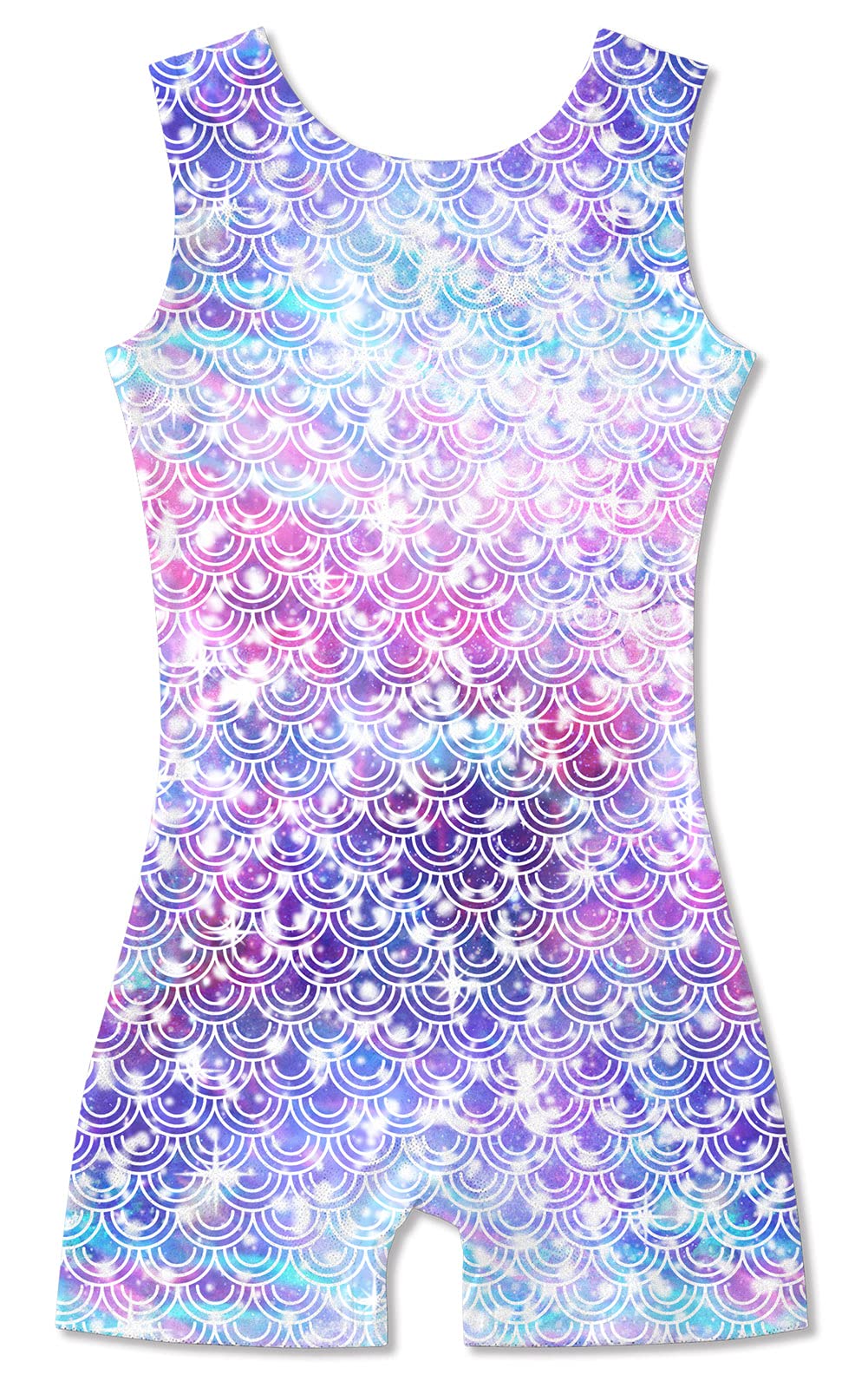 Funnycokid Gymnastics Leotards for Girls with Short size 4-5T Kids Outfit Mermaid Biketard One Piece Unitards Sleeveless Clothes