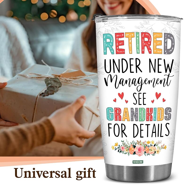 WHIDOBE Retirement Tumbler - Gift for Retired Women, Grandma, Mom - 20 oz Stainless Steel