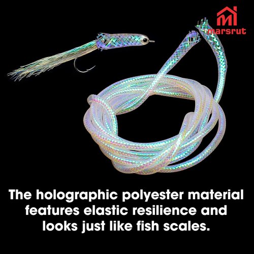 4pcs Mylar Tubing Fly Tying, 2/4/6/8mm Pearlescent Braid Tube Set for Fishing, Holographic Hollow Round Cord, Fish Pattern, Polyester Materials, 1 Meter Long Per Size