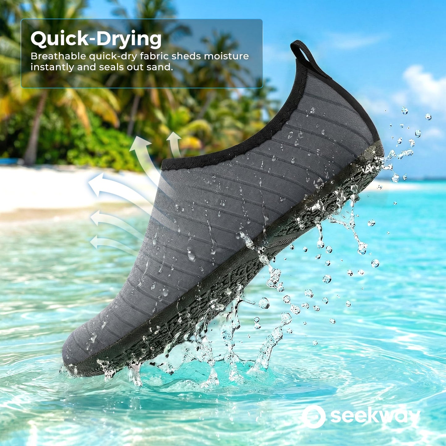 SEEKWAY Water Shoes Quick-Dry Aqua Socks Barefoot Non Slip for Beach Swim Yoga Pool Lake Surf Women Men Grey SK002(U)