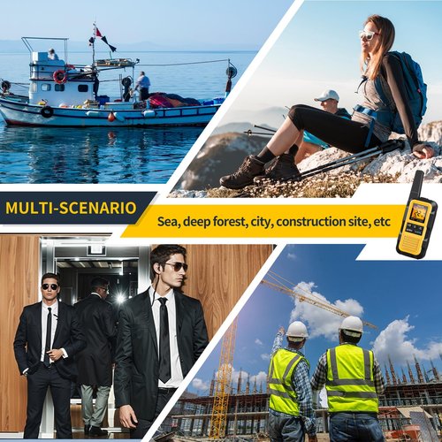 Gaswei G2Pro+ IP67 Waterproof Floating Walkie Talkies with Double PTT, FM Radio, SOS & NOAA Weather Alerts, 2W Long Range Two-Way Radios for Adults, VOX Enabled, Rechargeable Lithium Battery (4 Pack)
