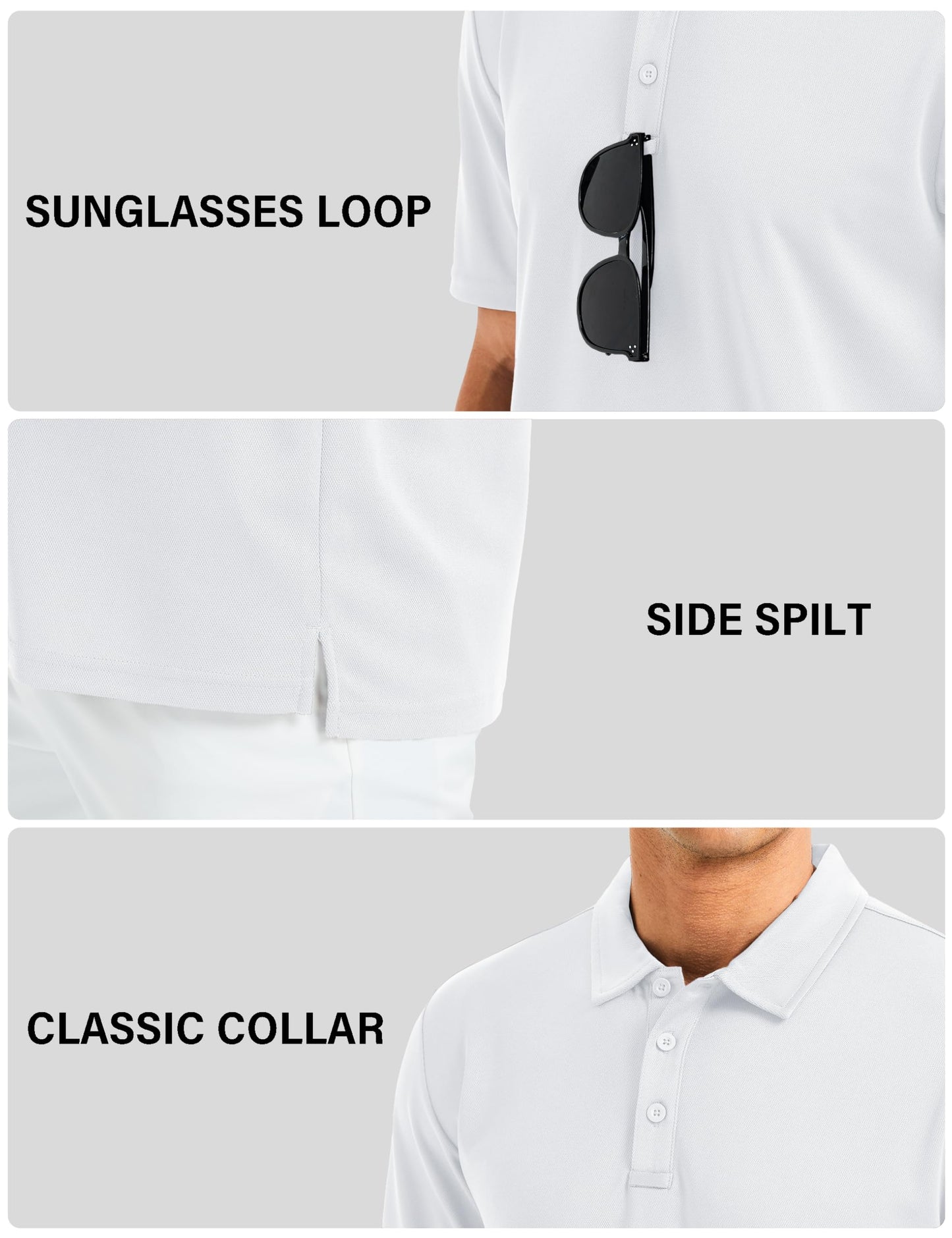 MAGCOMSEN Men's Polo Shirts Short Sleeve Golf Quick Dry Collared Moisture Wicking Athletic Performance Polos White XL