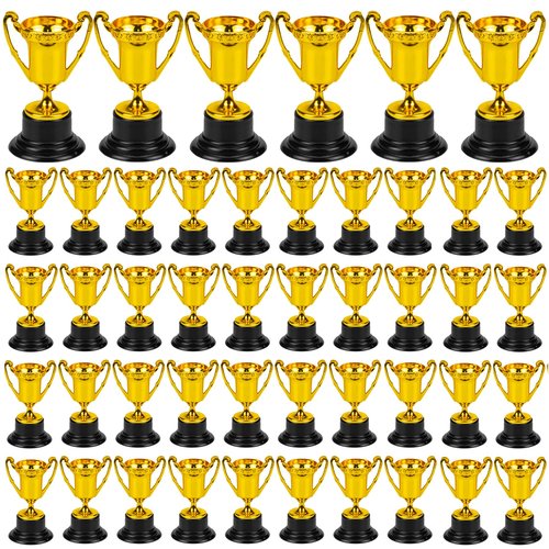 Nicunom 50 Pack Mini Trophies for Awards, Plastic Gold Award Trophy Cups for Kids Participation Trophy Cup Bulk for Party Favor, Reward, Prop, Sport, Tournament, Competition, Winning Prize, 3.4 in