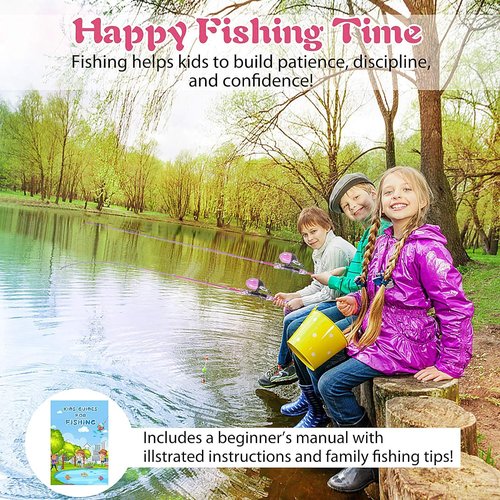 Milerong Kids Fishing Rod, Kids Toys Fishing Pole Portable Telescopic Fishing Rod and Reel Combo Kit for Boys, Girls, Youth - with Spincast Fishing Reel, Fishing Tackles, Lures, Fishing Lines [Pink]