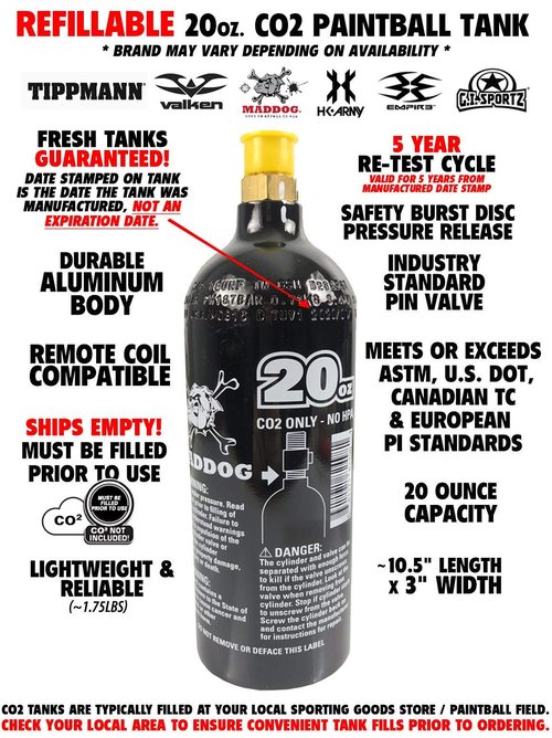 Maddog JT Stealth Semi-Automatic .68 Caliber Bronze CO2 Paintball Gun Starter Package - Black
