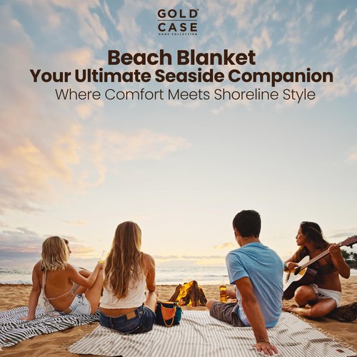 Gold CASE Turkish Beach Towel Set of 5 – 100% Cotton Turkish Beach Towels Bulk 71 x 40'' – MYRA Oversized, Quick Dry & Sand Free Beach Towel – Lightweight Towels Set in Blue