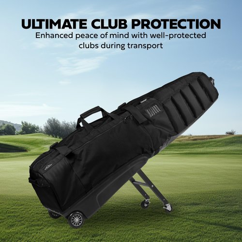 Sun Mountain ClubGlider Meridian - Heavy Duty Golf Travel Bag for Airlines - Convenient Golf Travel Bag with Wheels and Dense Foam Padding - Black