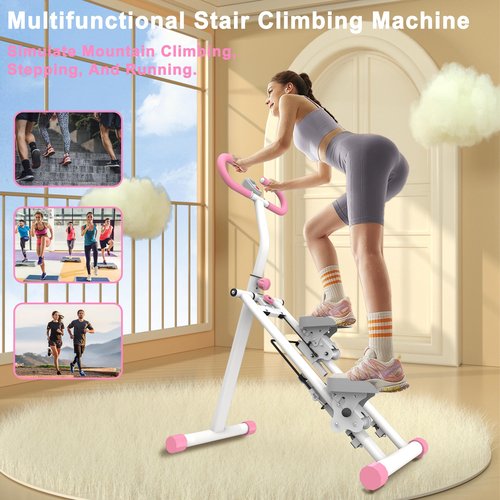 Stair Stepper for Home,Vertical Climber Workout Machine with Stable Frame and Adjustable Handlebar for Legs Workouts,Full-Body Cardio Workout Equipment for Women & Men (Pink)