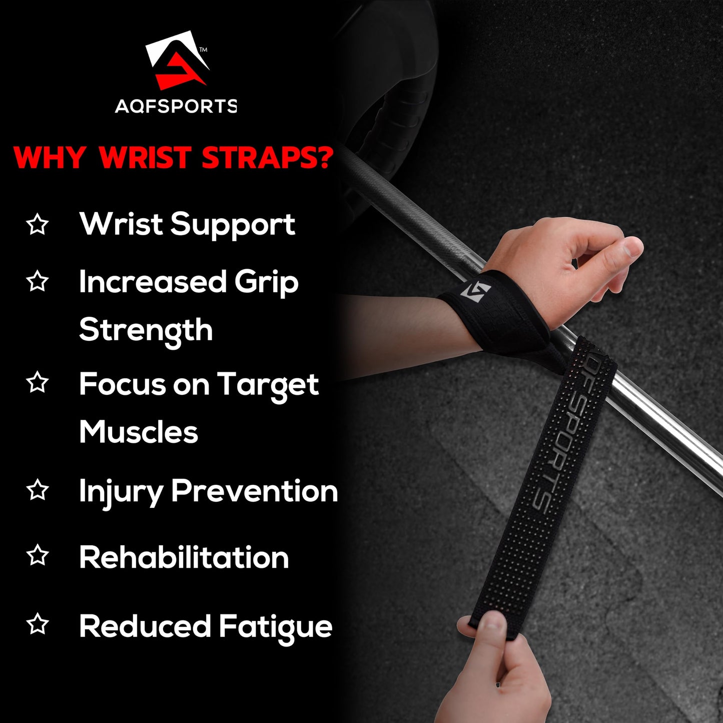 AQF Lifting Wrist Straps for Weightlifting, Powerlifting & Deadlifts – 23” Neoprene Padded Cotton Straps for Strength Training & Gym Workouts - Maximum Grip Support for Men & Women