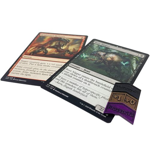 Citadel Black MTG Metal Keyword Counters - Set of 24 Reversible Tokens - Includes Drawstring Pouch, Antique Metal Finish, Designed for MTG TCG Magic: The Gathering Accessory