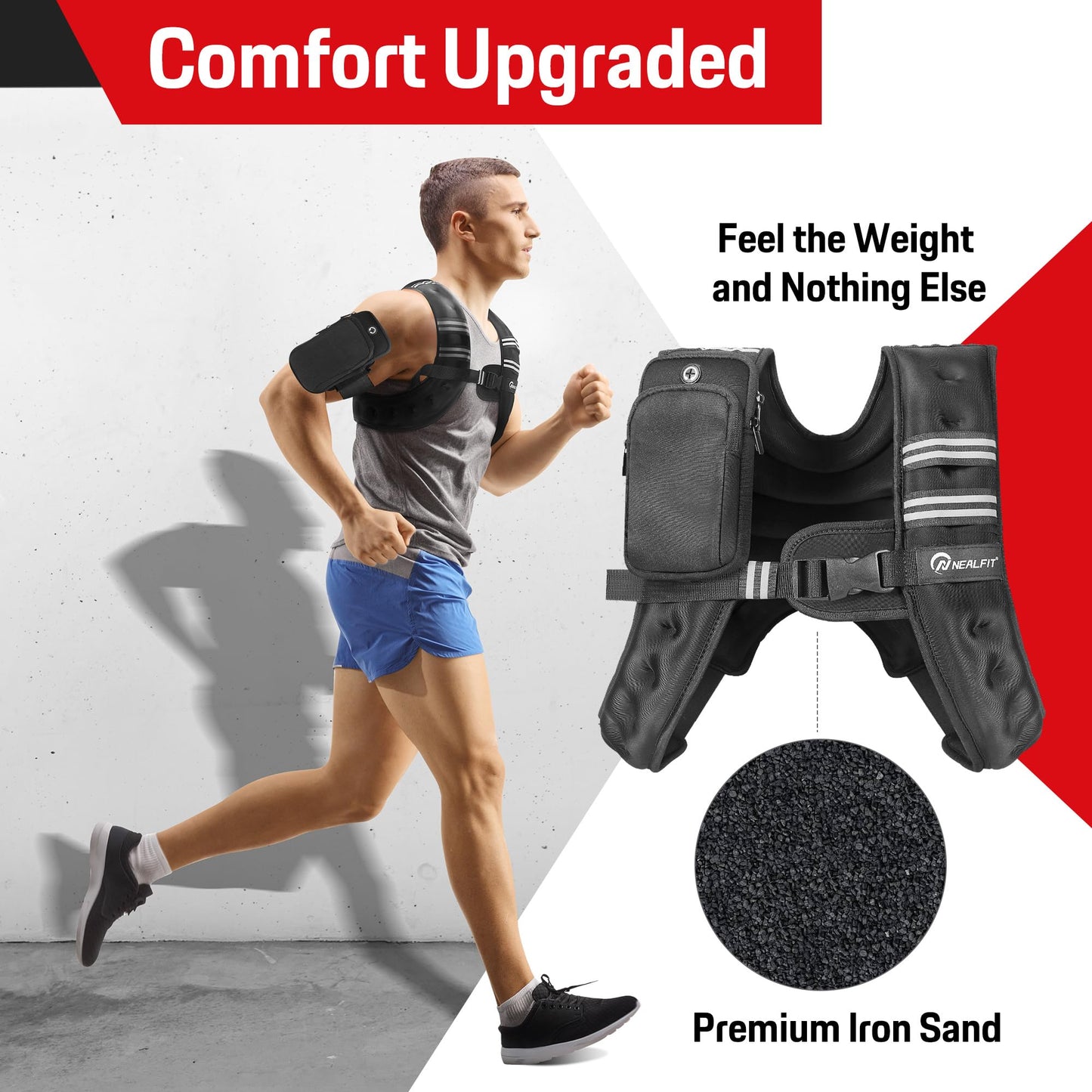 NEALFIT Weighted Vest for Men & Women, 5lbs/10lbs/15lbs/20lbs Weight Vest, Perfect for Running, Walking, Fitness, and Strength Training (Black, 20 lb)