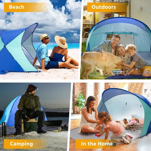 VXVGER Beach Tent Sun Shelter for 2 People, UV Protection Sunshade Portable Outdoor Canopy for Family Camping Traveling