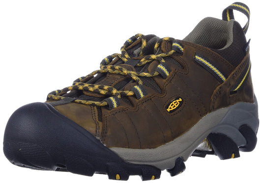 KEEN Men's Targhee 2 Low Height Waterproof Hiking Shoes, Cascade Brown/Golden Yellow, 12 Wide