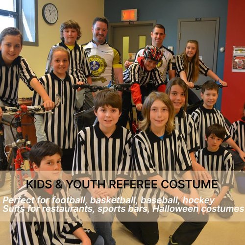 Thapower Children Referee Shirt Costume Kids Youth Black and White Stripe Boy Girls Toddler Ref Jersey,Zipper Collar