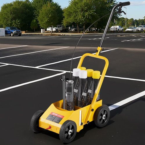 VEVOR Striping Line Marking Machine, Heavy Duty Parking Lot Striping Machine with Adjustable Width, Compatible with Professional Inverted Striping Spray Paint, for Roads, Sports Field, Yellow