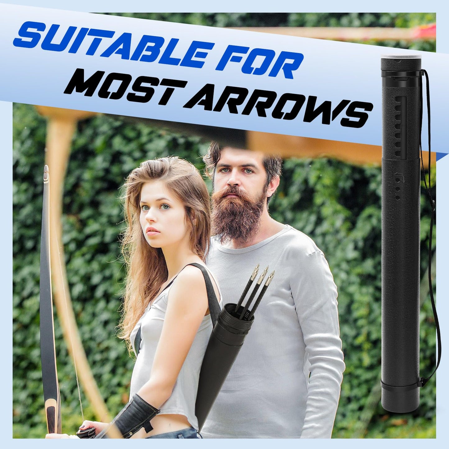 WinnerWhy 2 Pack Adjustable Arrow Case Archery for Hunting Crossbow Quiver Hold 12 Arrows of 24'' to 39'' with Strap Arrow Insert, Extendable Poster Tube, Fishing Tube, Multifunction Storage Case