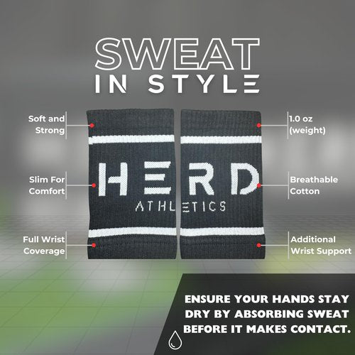 HERD Athletics Cotton Wrist Sweatbands – Absorbent, Stretchable Wrist Bands for Men & Women – Anti-Chafing, Sweat-Wicking Support for Weightlifting, Cross Training, WODs, Tennis, Running & Fitness