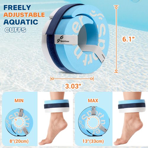 Sportneer Water Aerobics Pool Exercise Equipment Aqua Workout Combo Set Includes High Density Foam Dumbbell Aqua Belt Water Ankle Weights for Aquatic Therapy Pool Fitness Aquatic Fitness Equipment