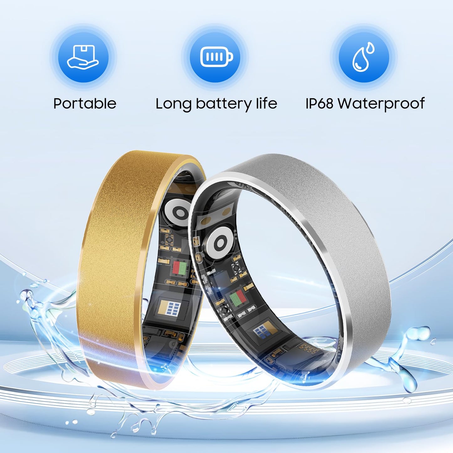 prxxhri Smart Health Ring, Featuring Stress and Sleep Monitoring Functions, Compatible with iOS and Android,Waterproof Fitness Tracker for Women & Men, No Subscription Fee. (Rose Gold, 7)