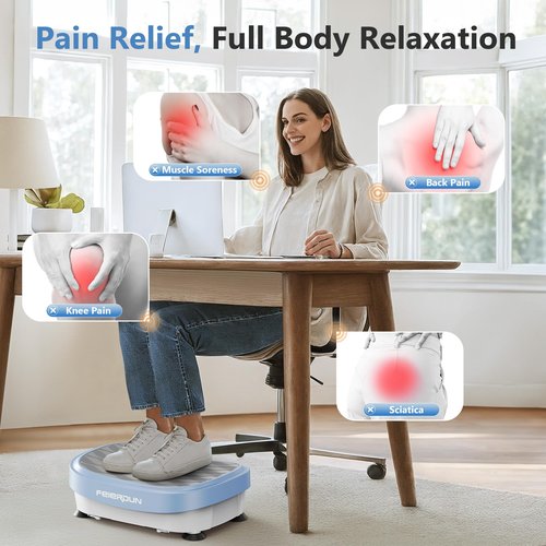 FEIERDUN Vibration Plate Exercise Machine, Whole Body Workout Vibrate Fitness Platform, 9 Modes Vibration Plate for Lymphatic Drainage Weight Loss Shaping Toning Wellness Home Gyms Workout