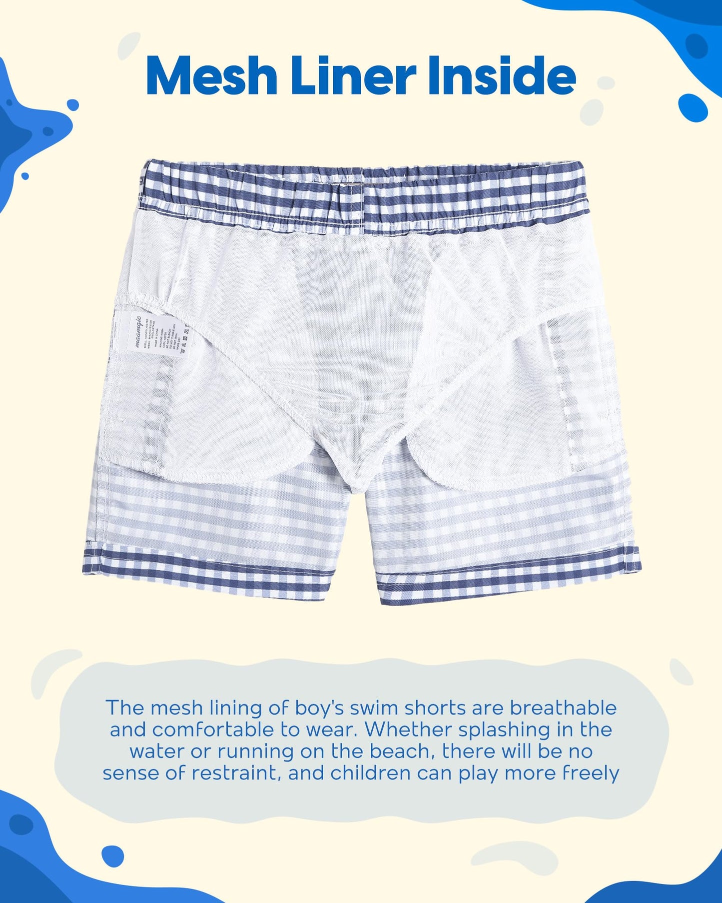 maamgic Boys Swim Trunks Toddler Swim Shorts Little Boys Bathing Suit Swimsuit Toddler Boy Swimwear,Check Bluepurple,4 T