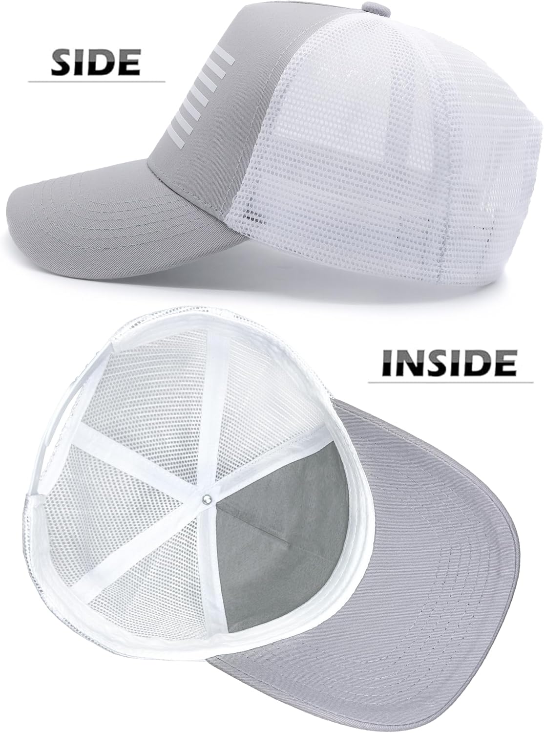 2 Packs American Flag Trucker Hat, Adjustable Mesh Snapback USA Flag Baseball Caps for Men Women