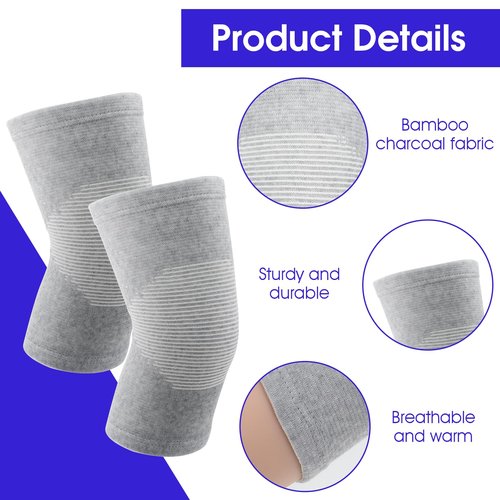 AOZUO Bamboo Knee Sleeve, Elastic Compression Knee Brace Breathable Knee Pads Leg Sleeves Thicken Thermal Knee Braces Relieve Knee Pain Knee Sleeves for Men Women Ski Cycling Dance Running