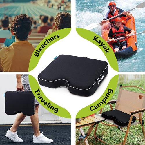 Relispo Stadium Seats for Bleachers with Integral Cutting Memory Foam, Stadium Seat Cushion Waterproof Extra Thick Bleacher Cushion, Portable Stadium Cushions for Indoor Outdoor Events (2 Packs)