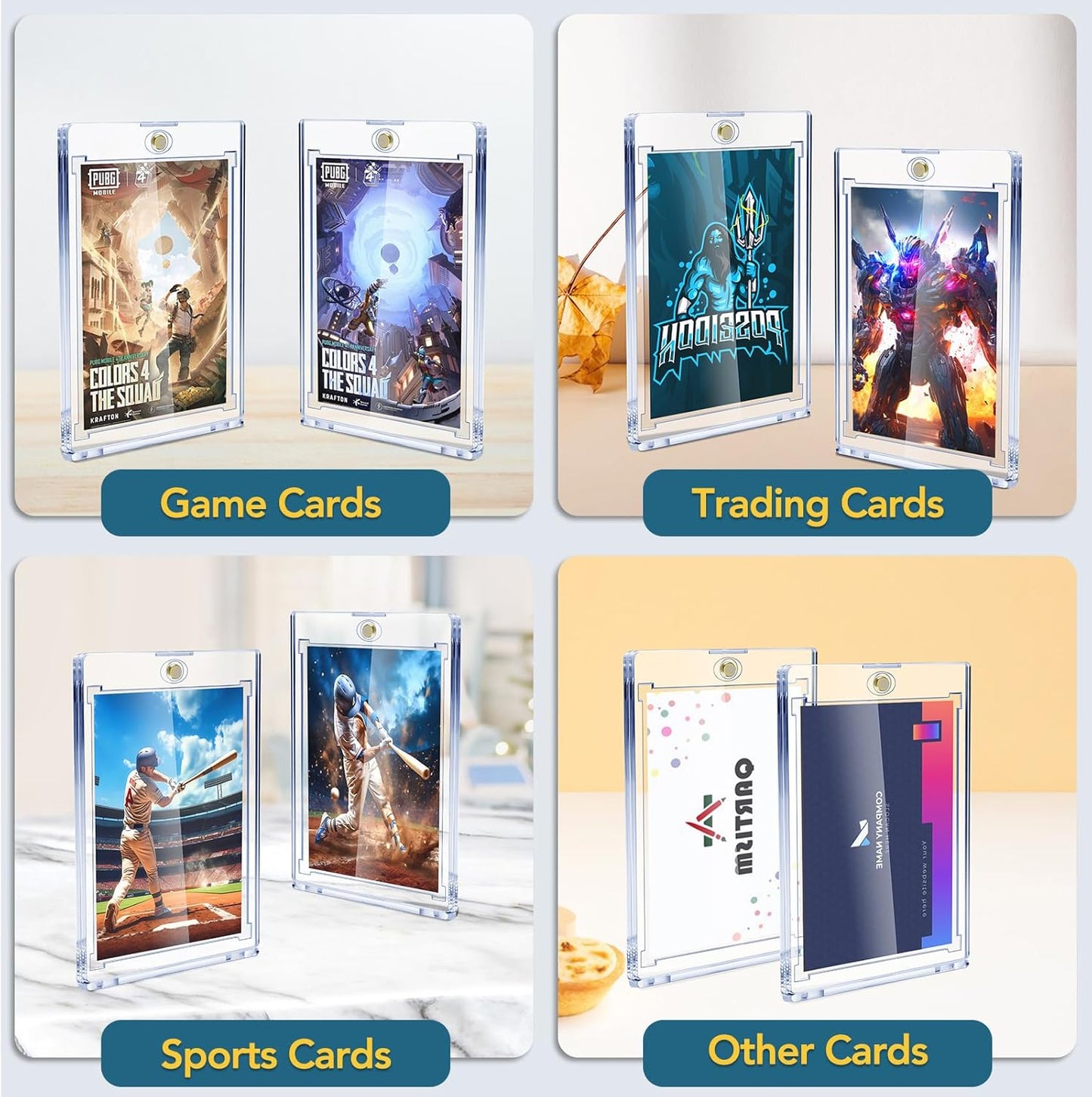 128ct Magnetic Card Holders, 35pt One Touch Card Holder, U-V Protection Hard Plastic Case for Trading Cards, Display Case for Sports, Baseball, Football, Game Cards