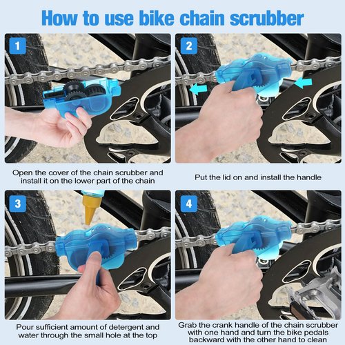LOQOMI Bike Cleaning Kit Including Bicycle Chain Scrubber, Bike Link Pliers, Bicycle Chain Cleaning Agent, Chain Lube, Cleaner Brush Tool