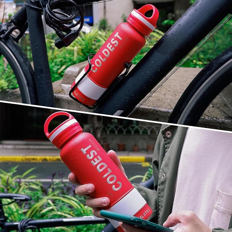 Coldest Insulated Water Bottle with Handle Lid 32oz Matte Black - Leak Proof Triple Wall Stainless