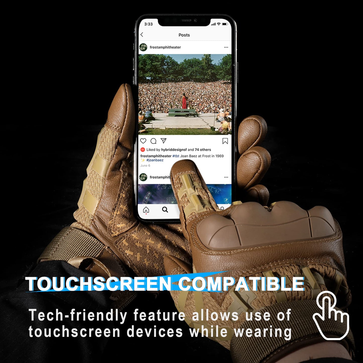 WTACTFUL Touch Screen Motorcycle Tactical Gloves for Men Airsoft Paintball Gear MTB Bike Cycling Cross-Country Motorbike ATV Hunting Hiking Riding Driving Work Outdoor Full Finger Gloves XL Brown