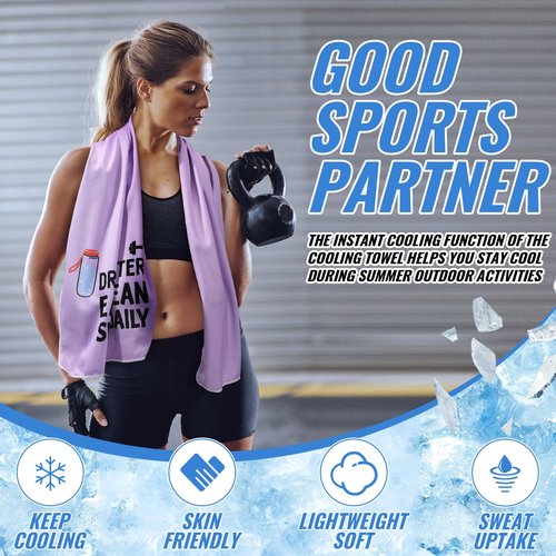 Peryiter 8 Pack Funny Workout Gym Cooling Towel Fitness Gifts for Women Men 40"x12" Microfiber Breathable Chilly Towels for Neck and Face, Novelty Summer Gifts for Workout Fitness Bodybuilding Lover
