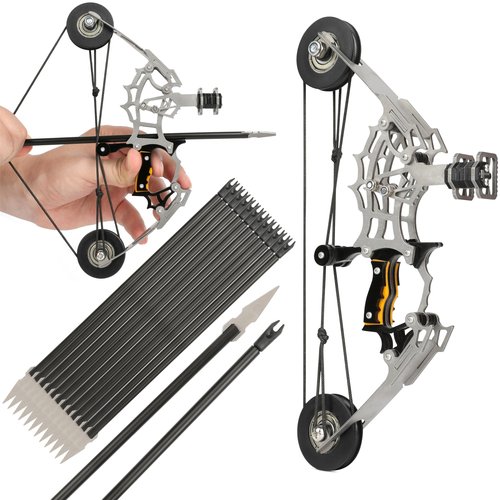 ZSHJGJR 8.8" Compound Bow and Arrow Set Archery Bow Set 12lbs,Shooting Range 40-50m, Right/Left Handed for Target Shooting Hunting Archery Gift (with 12 Arrows)