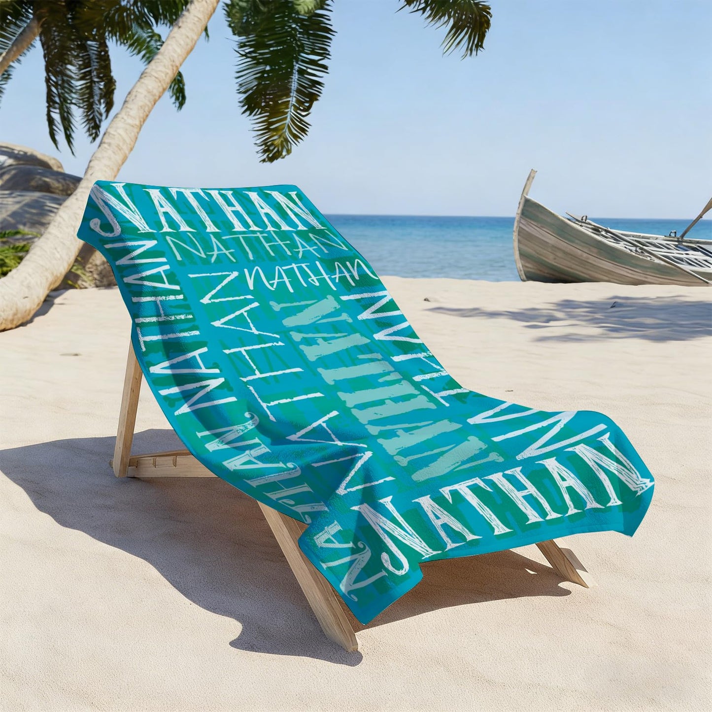 Yoke Style Personalized Beach Towels for Kids, Custom Sand Free Microfiber Beach Towel with Your Name, Customized Quick Dry Pool Towels Easter Gifts for Girls Boys Toddler