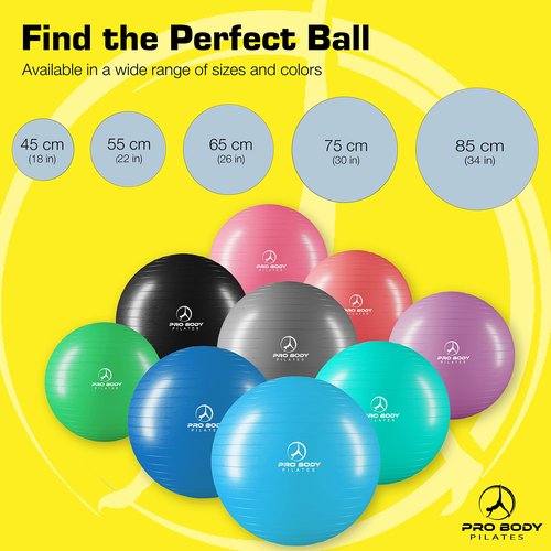 ProBody Pilates Exercise Ball - Multiple Sizes Gym Grade Balance Ball for Fitness, Workout, Pregnancy & Physical Therapy, Stability Yoga Ball Chair (Blue, 65cm)