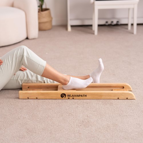 RejuvaPath Knee & Hip Rehab Glider – Physiotherapy Equipment for Stroke Rehab, Recovery Aids, Slide Board for Post-Surgery & Injury – Lightweight Oak Design, Improves Mobility & Circulation