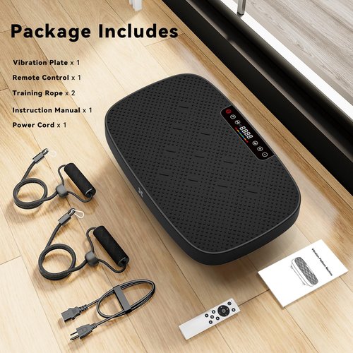 CITXMOTI Vibration Plate Exercise Machine, Ultra-Quiet Vibration Plate for Lymphatic Drainage & Body Toning, Whole Body Vibration Platform with Auto Mode, Resistance Band, Home Gyms Equipment (Black)