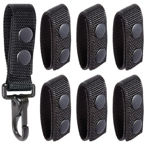 Estand Silermaer Tactical Duty Belt Keepers (2¼") - 6PCS Double Snap Security Straps + Bonus Metal Key Clip Keeper